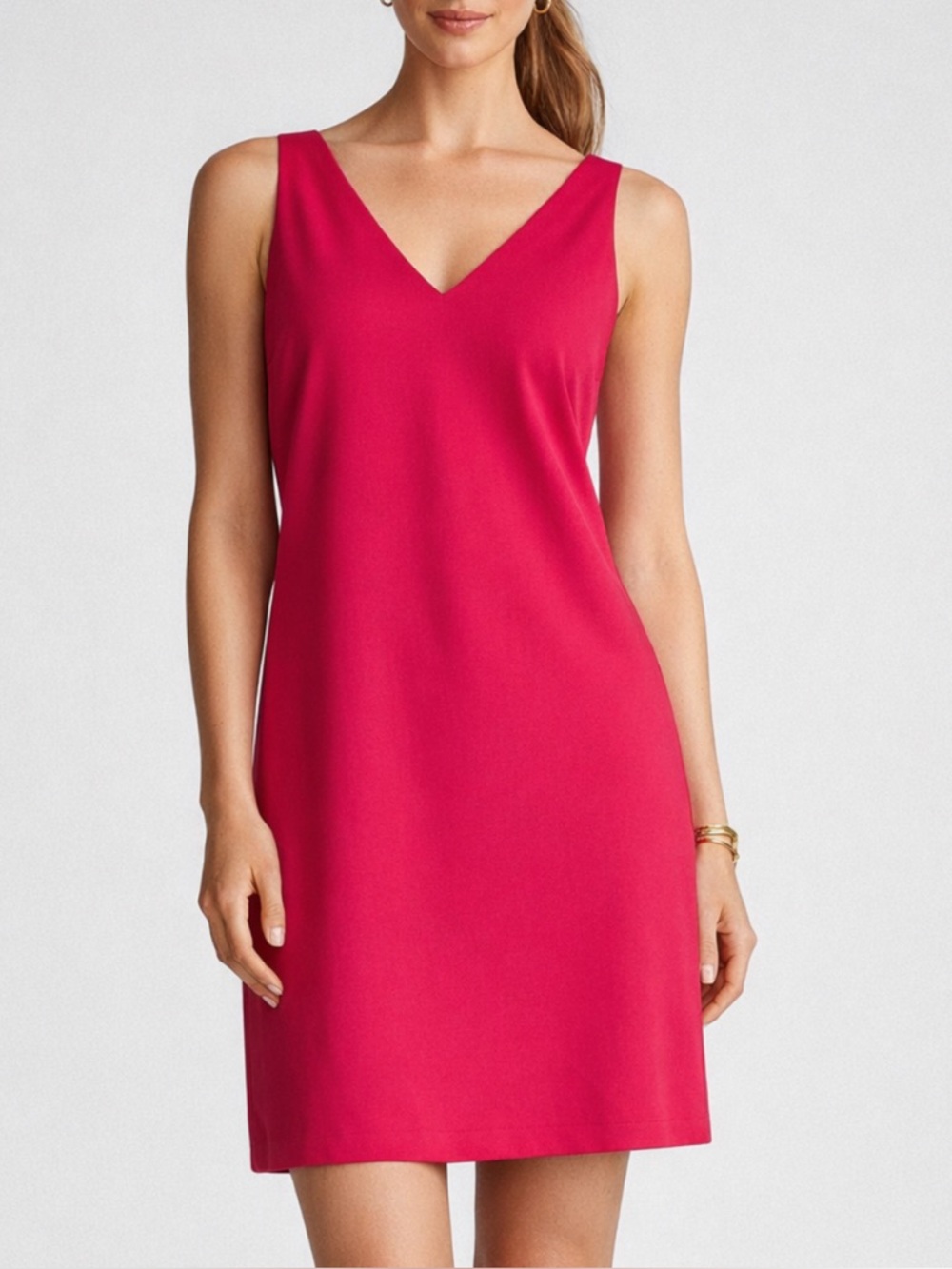 Ralph Lauren Black Label Sleeveless V-Neck Shift Dress in Pink